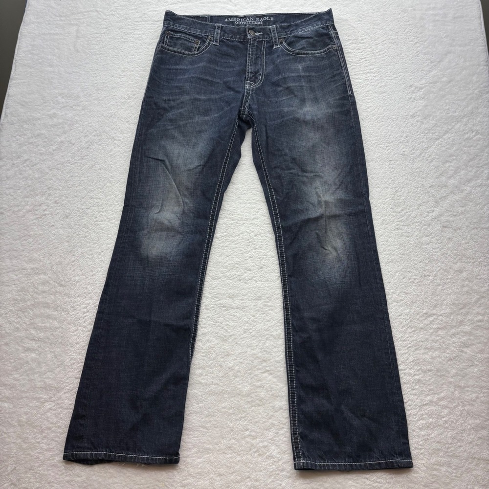 American Eagle Outfitters Original Boot Jeans Mens 32x34 Dark Wash Blue Denim